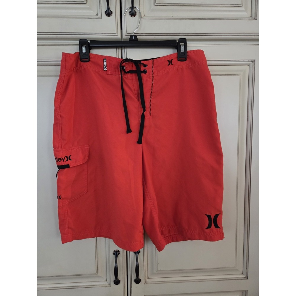 Hurley Phantom‎ Board Shorts Mens 32 Reddish Orange Swim Trunks Surf Logo